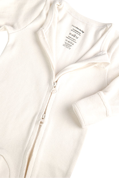 Double Zip Onesie - Milk